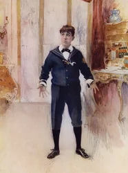 Sr. Weedon Grossmith em The New Boy (foto colorida)